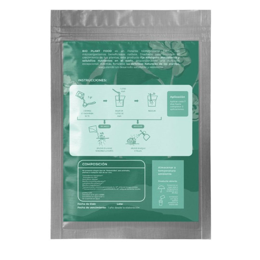 Fertilizante Biológico con Trichodermas y Micorrizas – Bio Plant Food 30 g (Rinde 20 L o 1.000 m²)