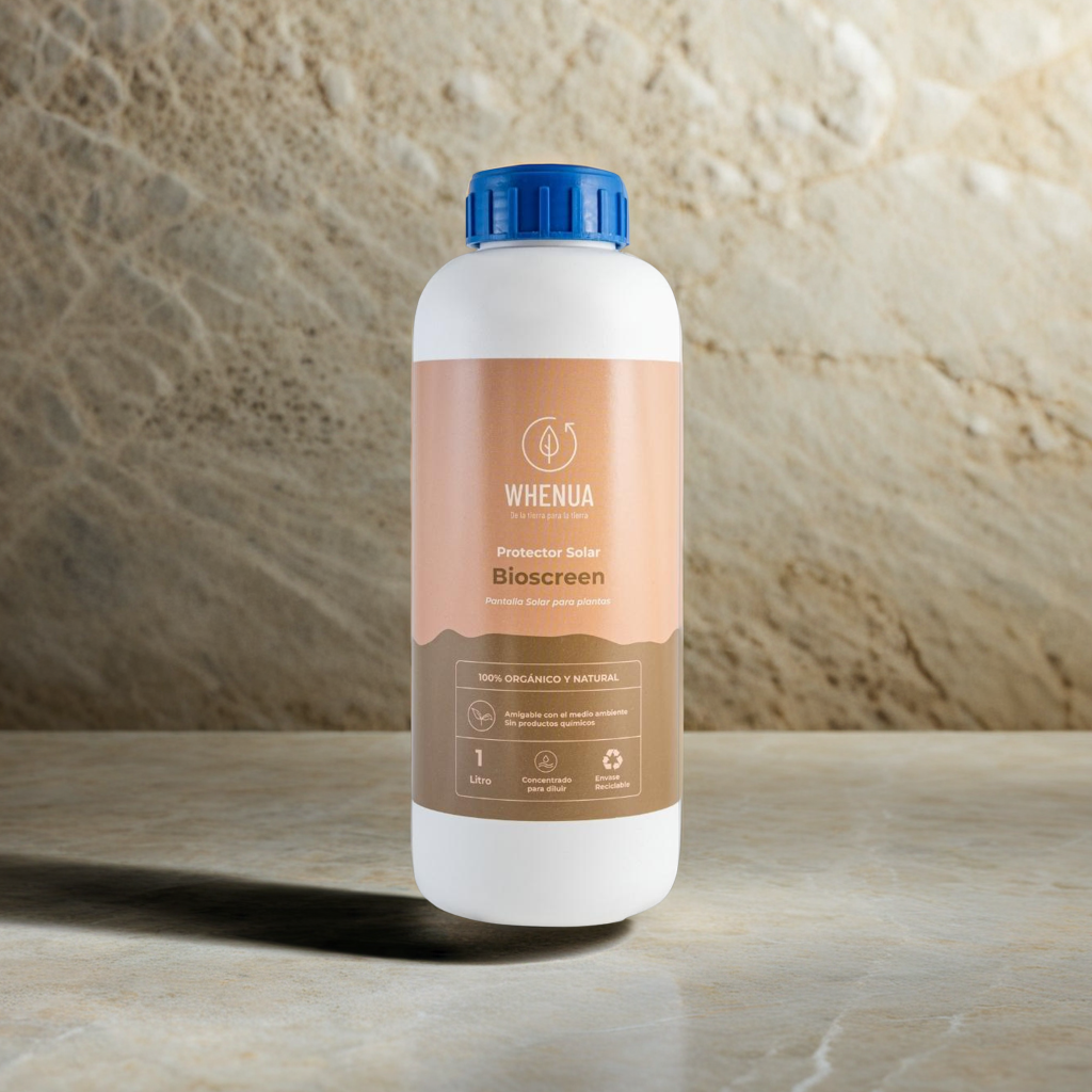 Envase de Bio Screen de Whenua, protector solar vegetal contra quemaduras por sol