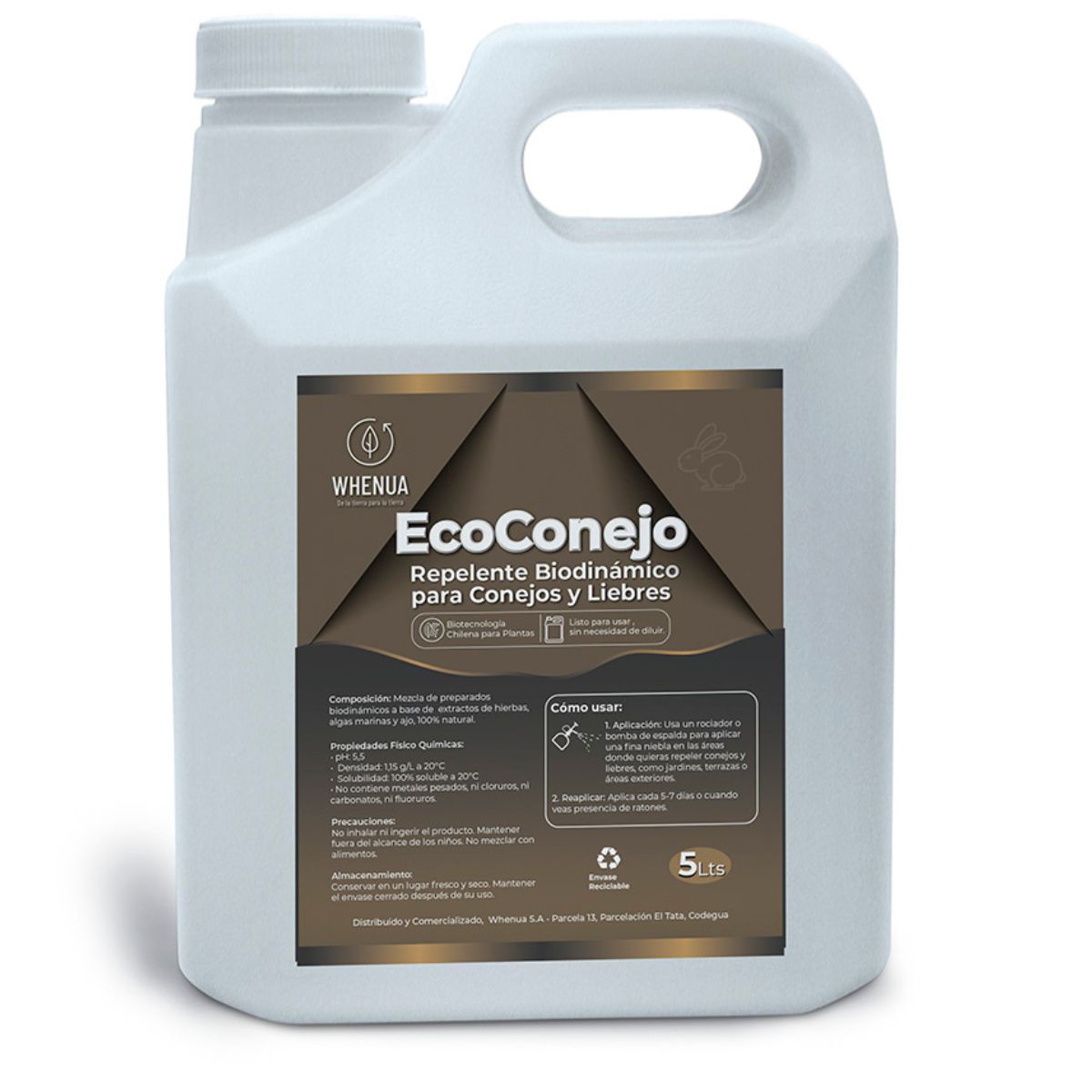 Vista de Eco Conejo Repelente Natural para Conejos y Liebres 5L de Whenua, repelente natural para conejos y liebres