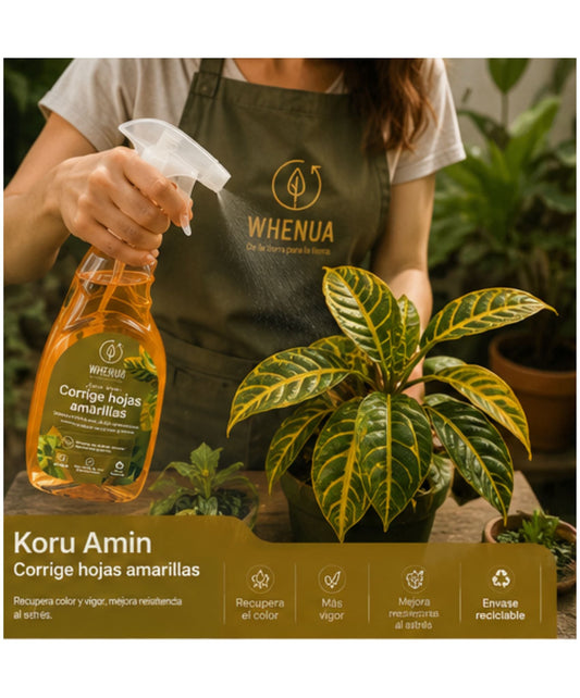 Koru Amin de Whenua, corrector foliar que recupera el color de las hojas amarillas y da más vigor