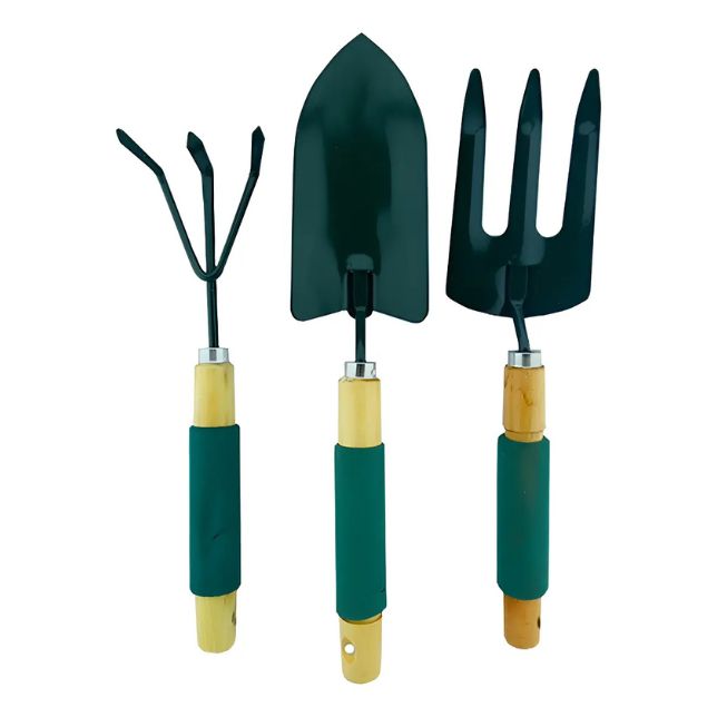 Kit de Jardinería 3 Piezas con Mango de Madera | Pala, Rastrillo y Cultivador