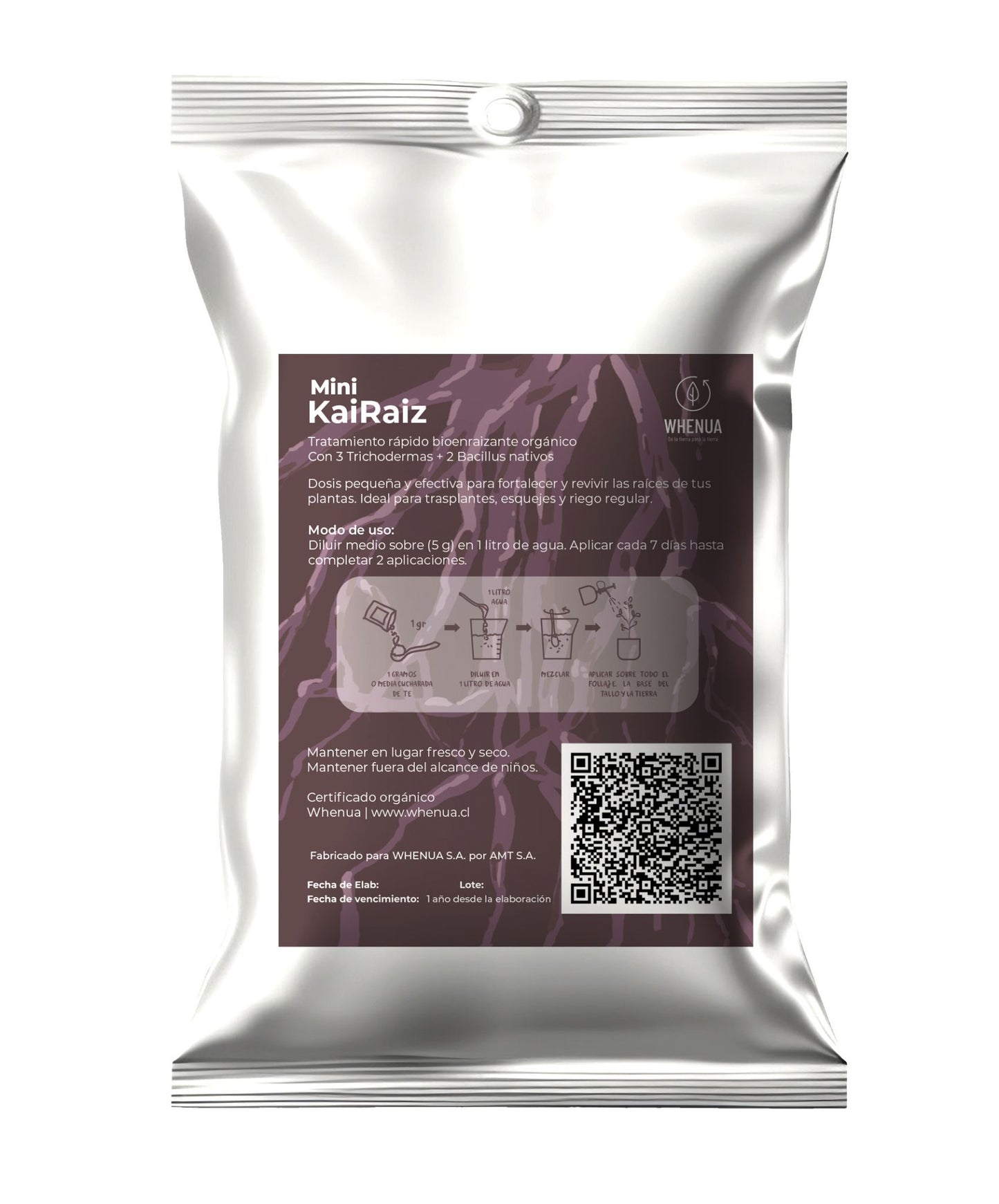 Enraizante Biológico con Trichoderma y Bacillus – Kai Raíz 10 g (Rinde 6 L o 300 m²)