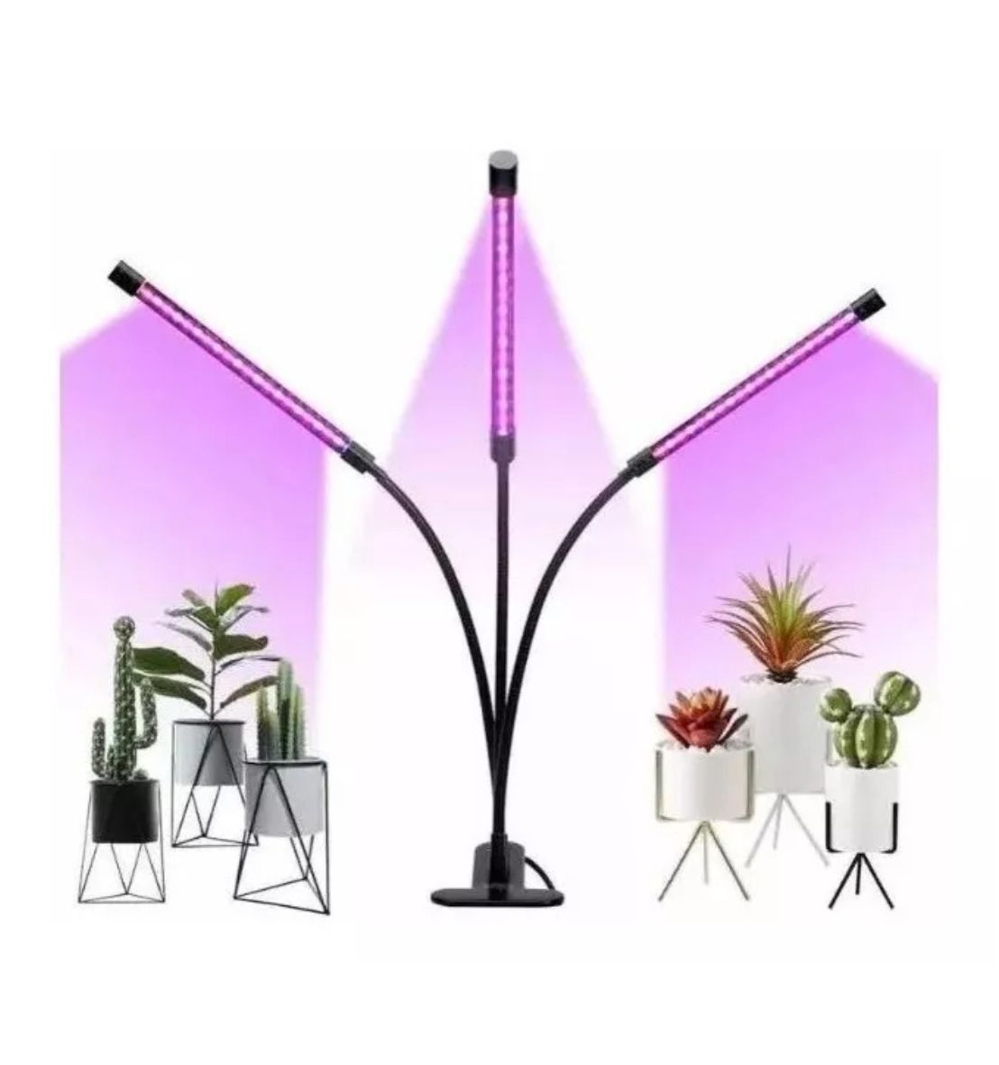 Lámpara LED para Cultivo Interior | 3 Tubos UV | Luz Roja y Azul