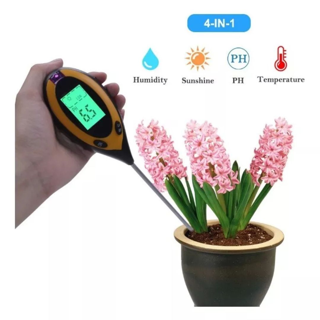 Medidor Digital de Plantas 4 en 1 - Suelo, PH, Humedad y Luz Solar
