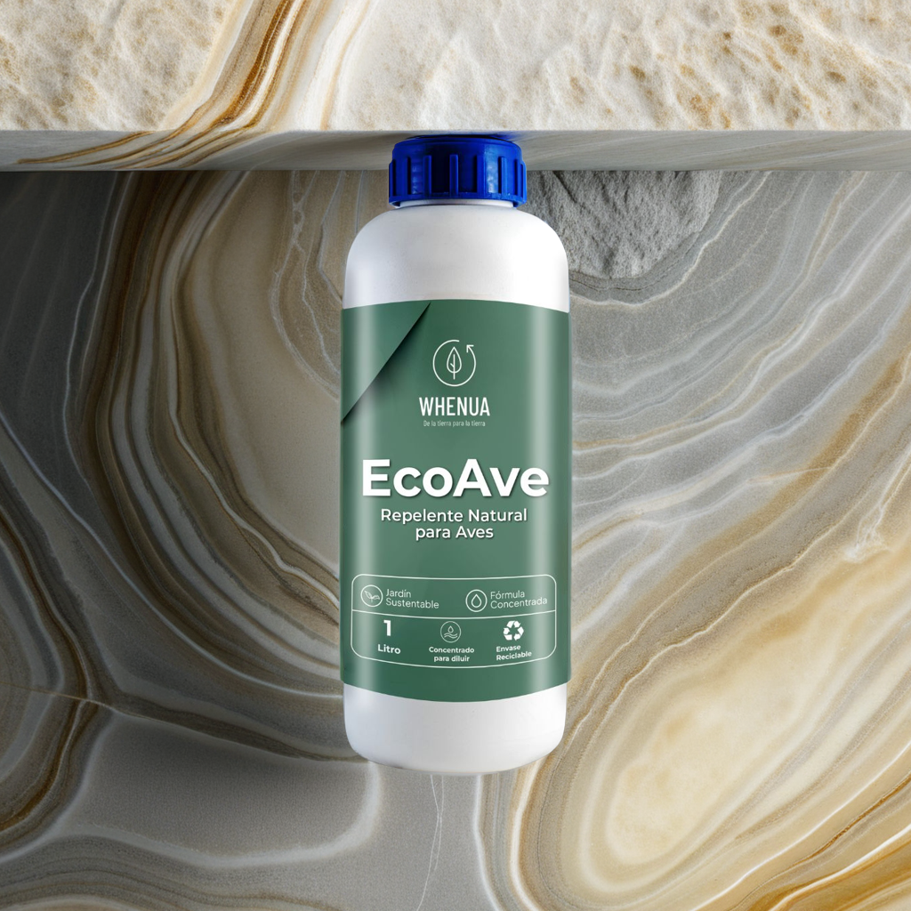 Envase de EcoAve de Whenua, repelente natural para aves que protege frutas y huertos