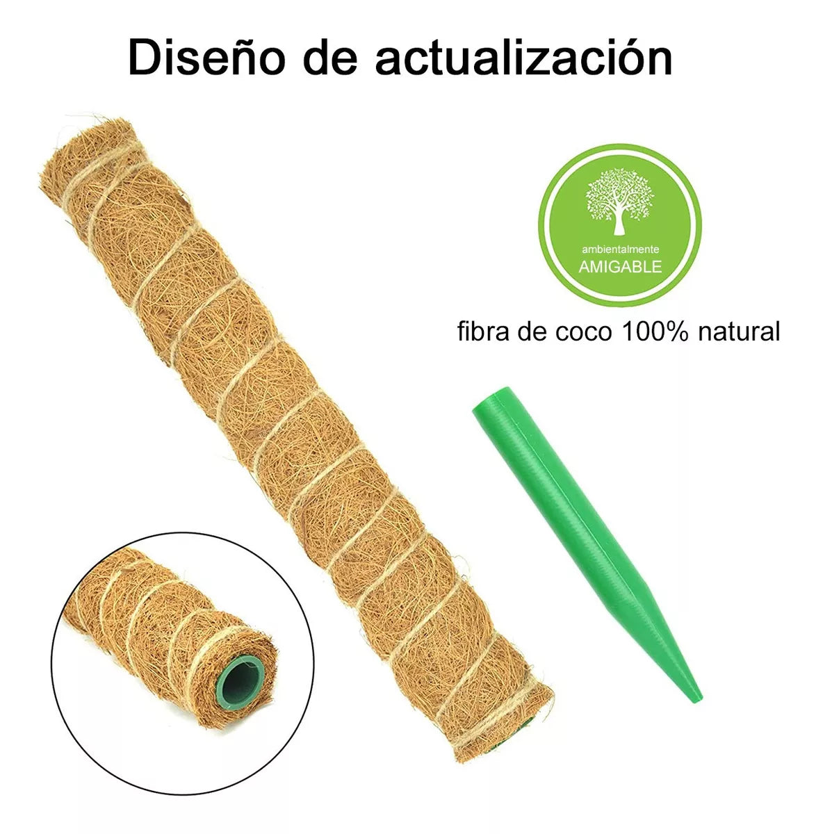 Juego de Tutores de Musgo para Plantas Trepadoras – 2 Tutores de Coco + Accesorios