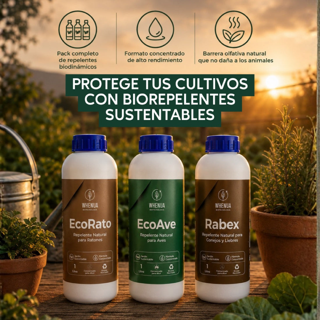 Biorepelentes Whenua Eco Stop: EcoRato, EcoAve y Rabex