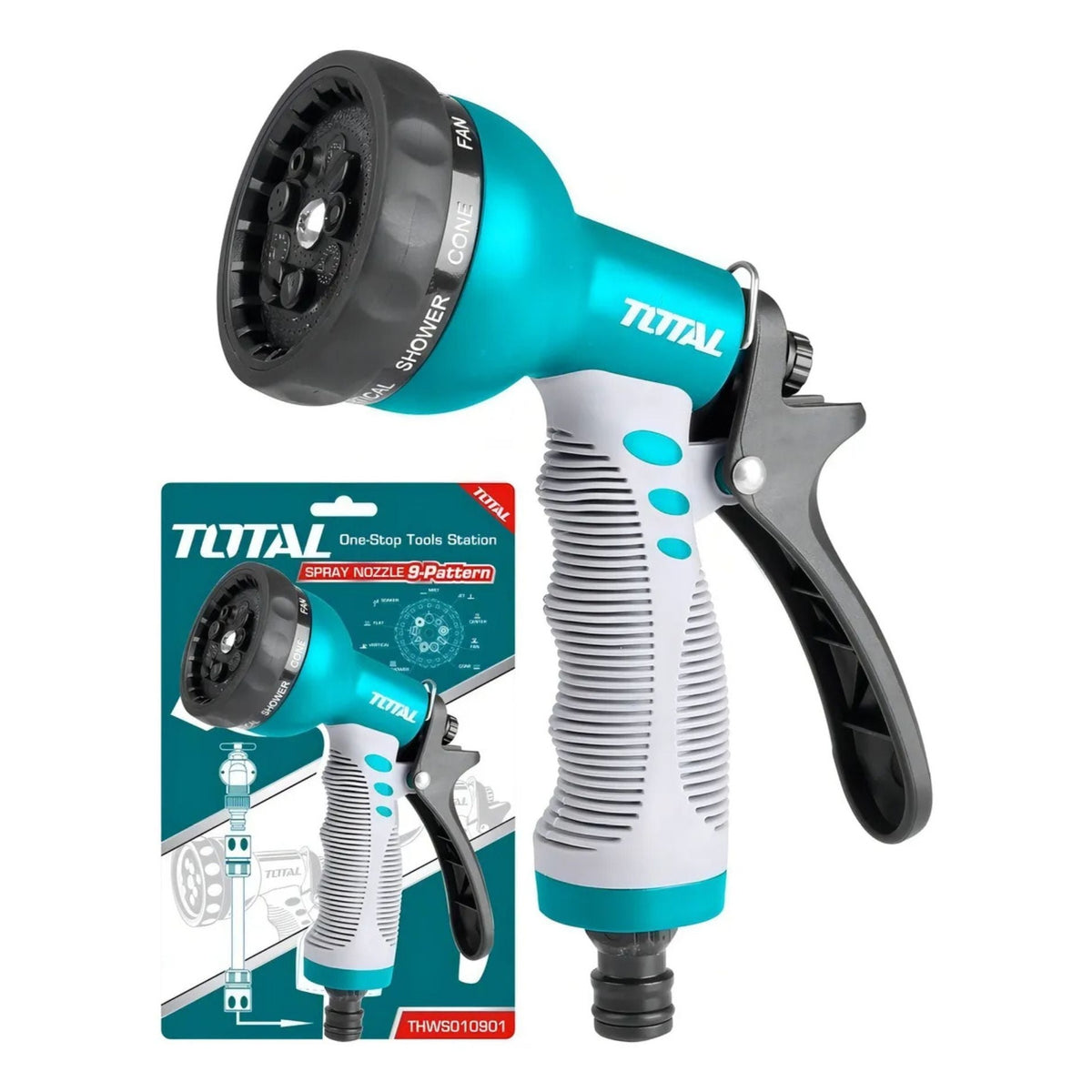 Envase de Pistola de Riego para Jardín 9 Posiciones Total de Whenua, accesorio de riego para jardín
