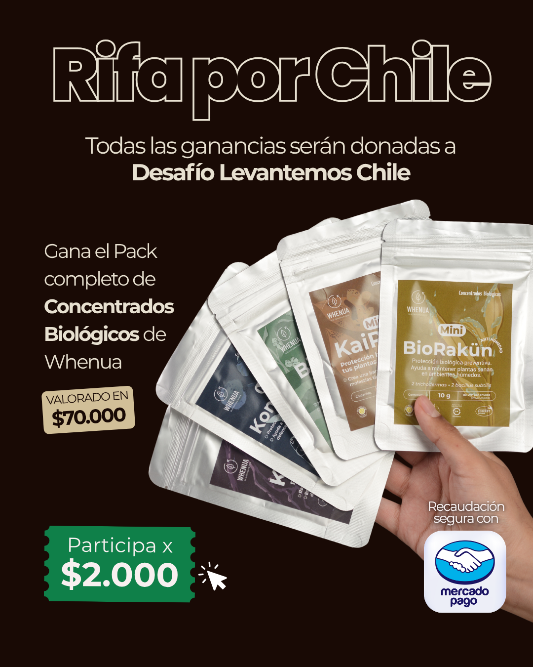 Ticket Solidario Rifa por Chile | Pack Biológicos Whenua