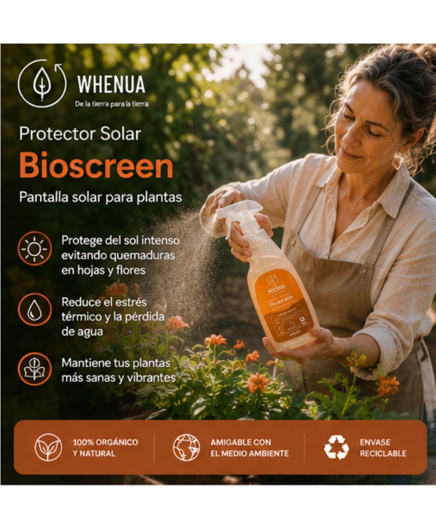 Bio Screen de Whenua, protector solar vegetal que evita quemaduras por sol intenso en hojas y flores