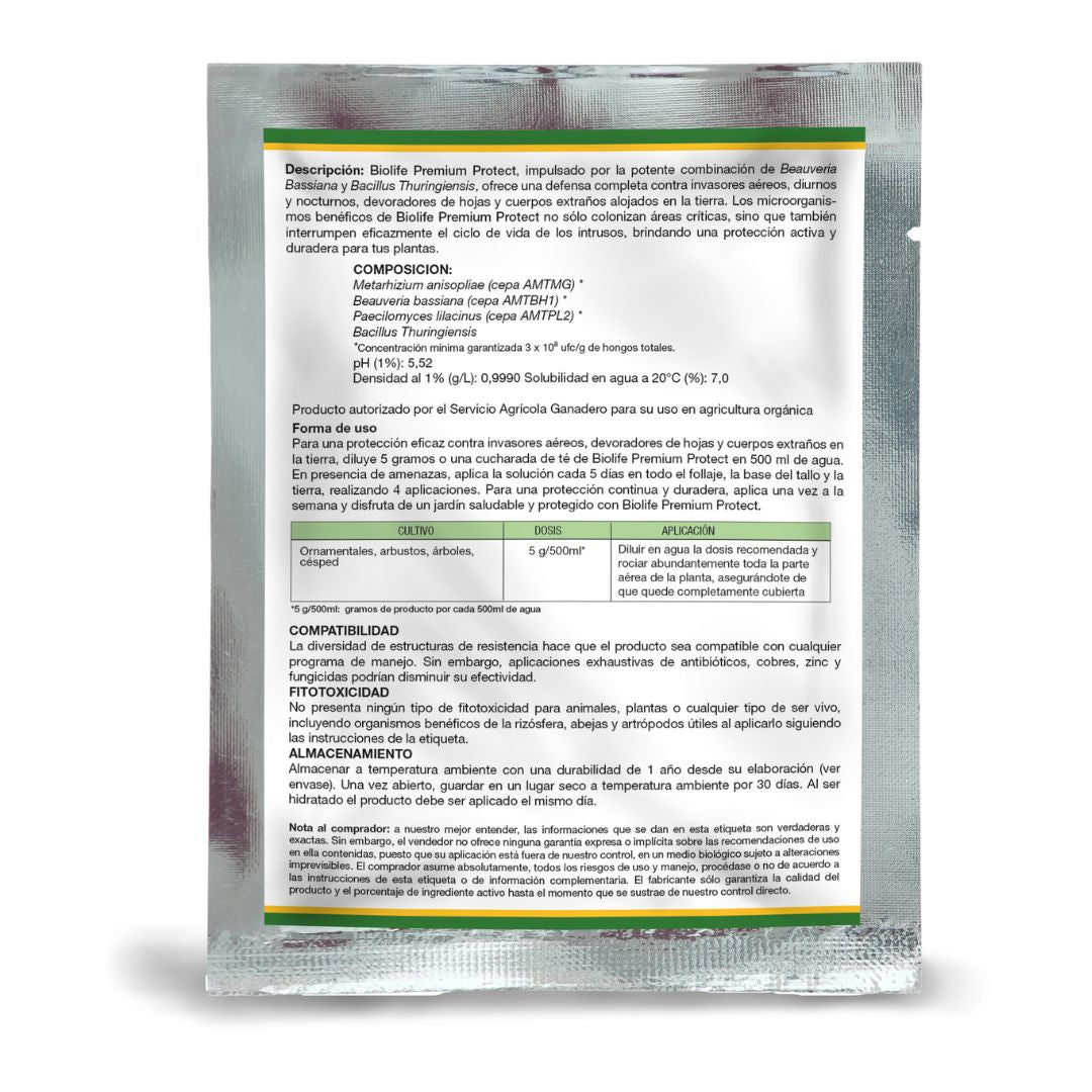 Bacilus Thuringiensis + Beauveria Bassiana: Insecticida Premium Protect