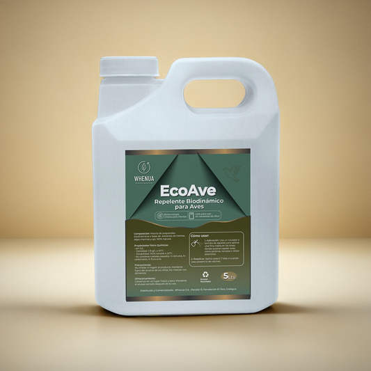 Envase de EcoAve Repelente Natural para Aves 5L concentrado de Whenua, repelente natural para aves que protege frutas y huertos