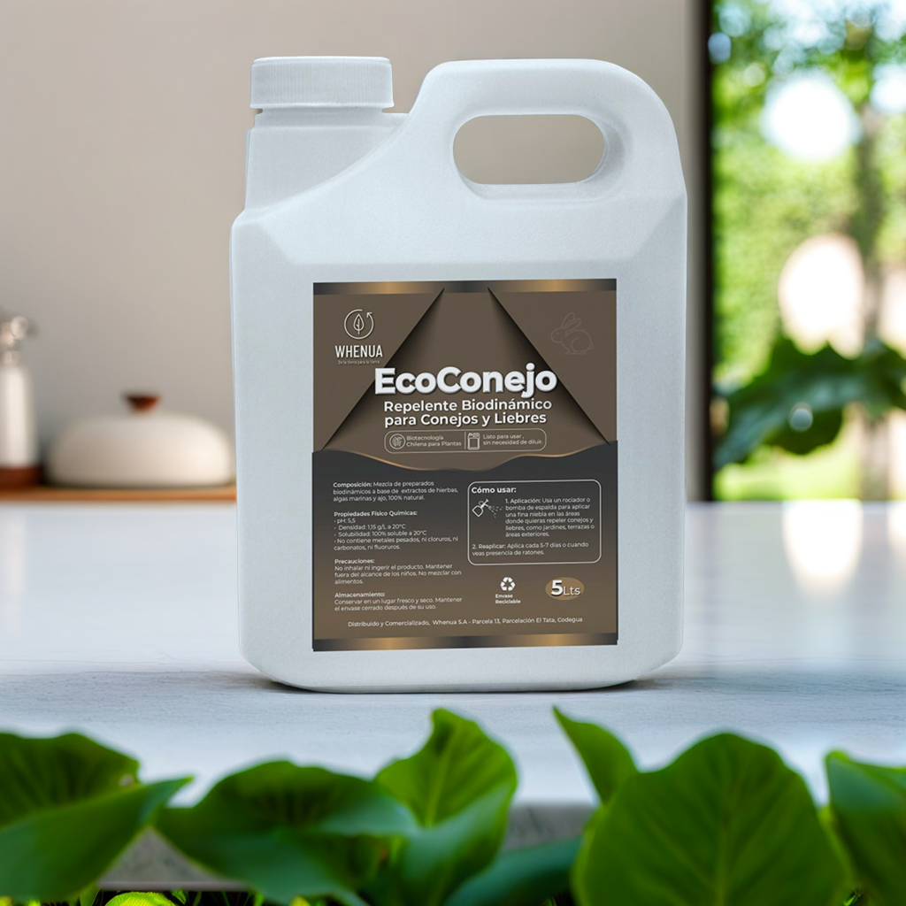 Detalle de Eco Conejo Repelente Natural para Conejos y Liebres 5L concentrado de Whenua, repelente natural para conejos y liebres