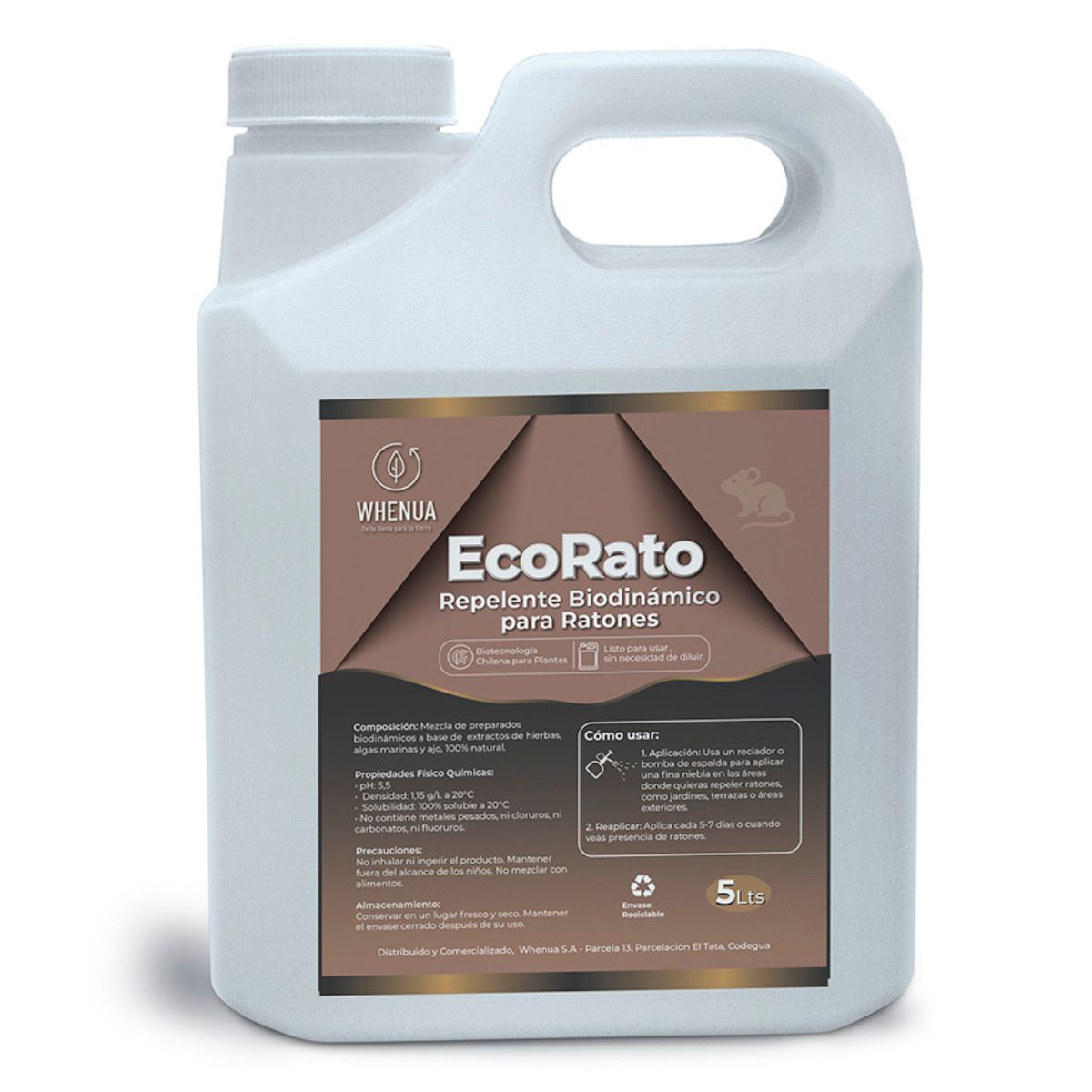 Vista de EcoRato Repelente Natural para Ratones 5L concentrado de Whenua, repelente natural para ratones, seguro para el entorno