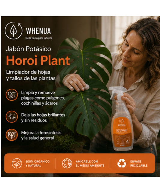 Horoi Plant de Whenua, jabón potásico que limpia hojas y tallos y remueve mielcilla, pulgones y cochinillas