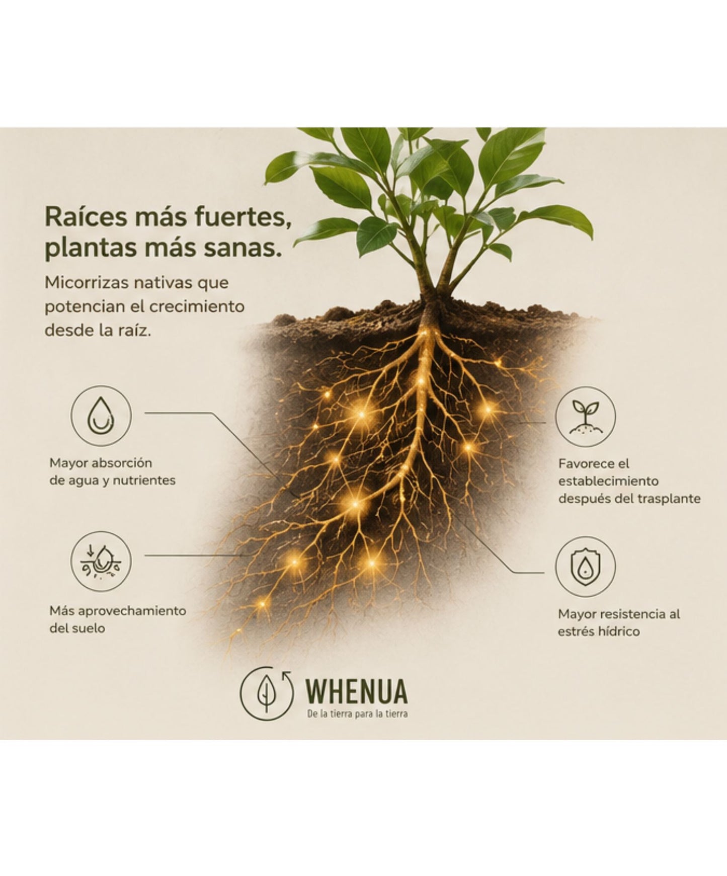 Kai Rhiza Whenua — beneficios: mayor absorción de agua y nutrientes