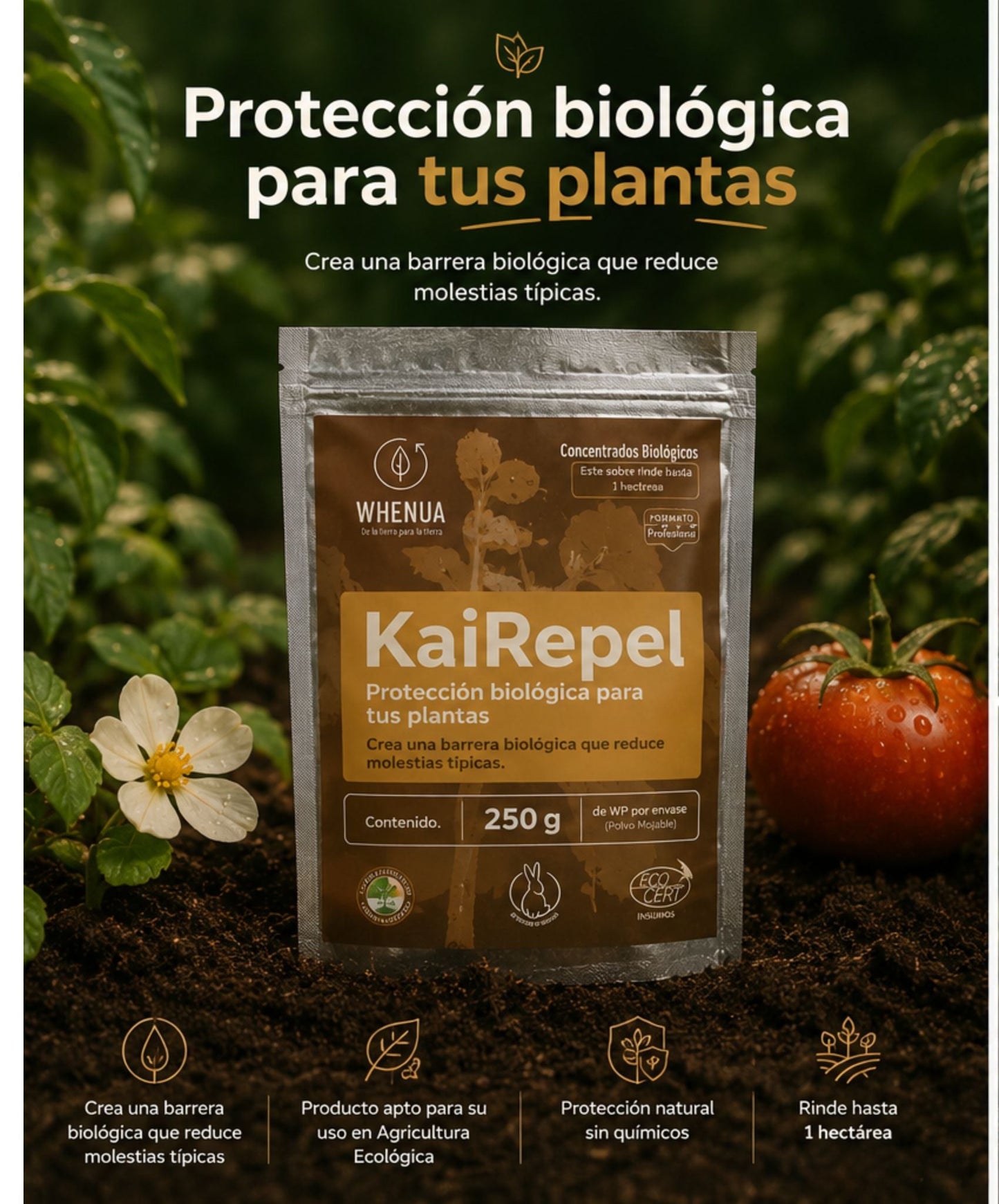 Kai Repel 250 g Profesional — Control Biológico de Plagas para 1 Hectárea