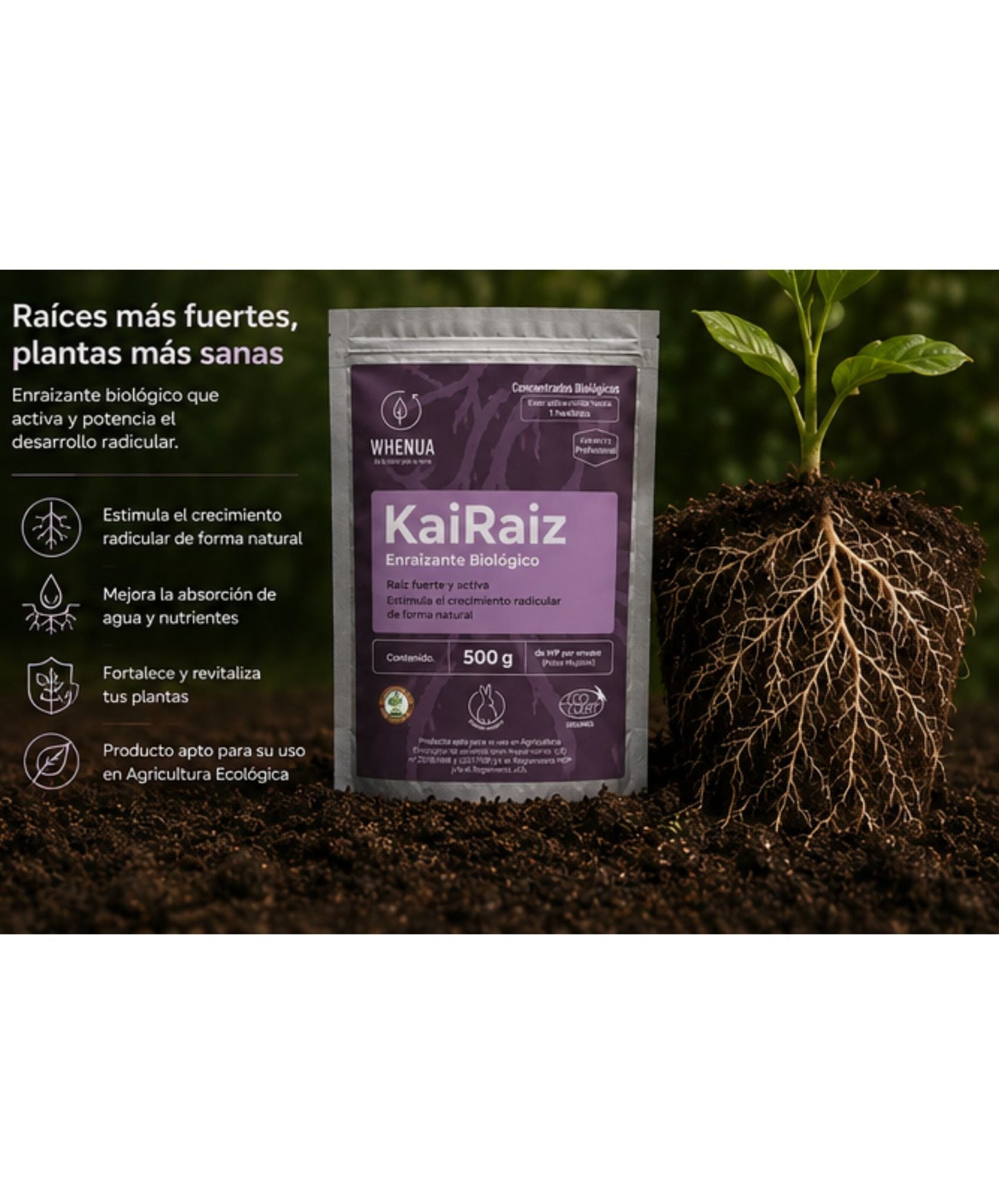 Kai Raíz 500 g Profesional — Enraizante Biológico para 1 Hectárea