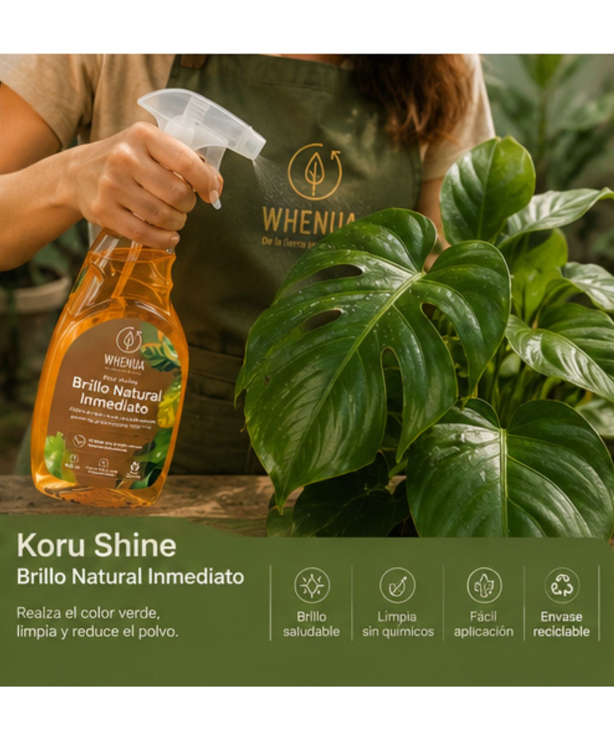 Koru Shine de Whenua, abrillantador natural que deja las hojas limpias y con brillo sin residuos