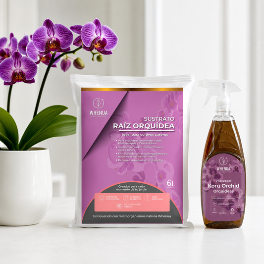 Pack Orquídeas Completo Whenua: Sustrato Premium para Orquídeas 6 L y Koru Orchid 500 cc