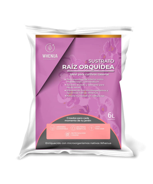 Textura gruesa y drenante del Sustrato para Orquídeas Whenua con corteza