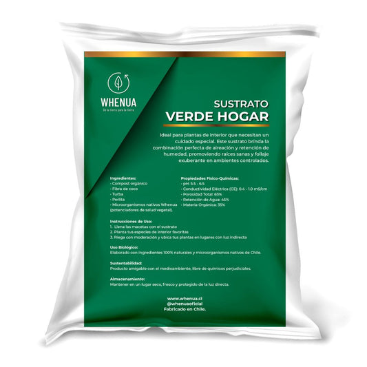 Sustrato Verde Hogar Whenua en el trasplante de una planta de interior