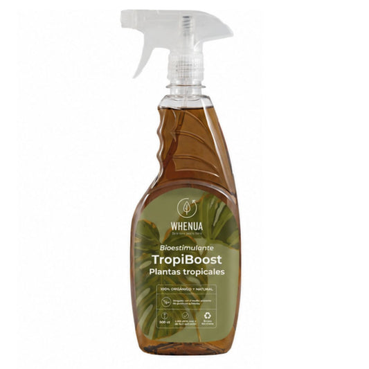Envase de Tropiboost de Whenua, bioestimulante para plantas tropicales