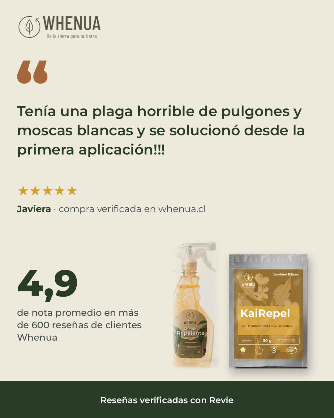 Reseña de clienta Whenua: la plaga de pulgones y moscas blancas se solucionó desde la primera aplicación