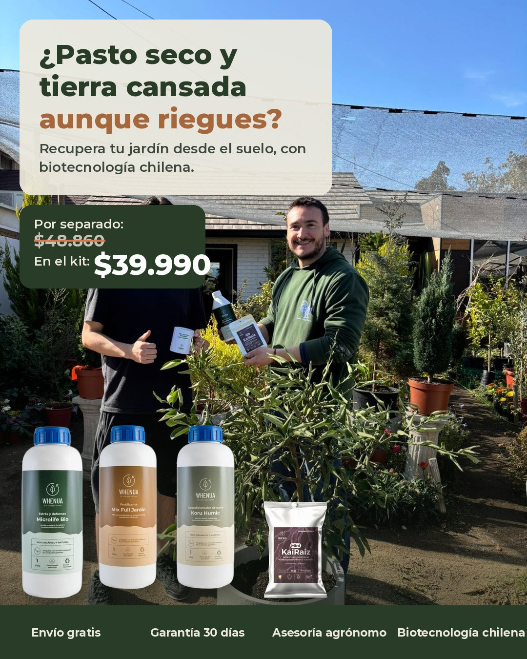 Clientes Whenua en su vivero, Kit Jardín a $39.990