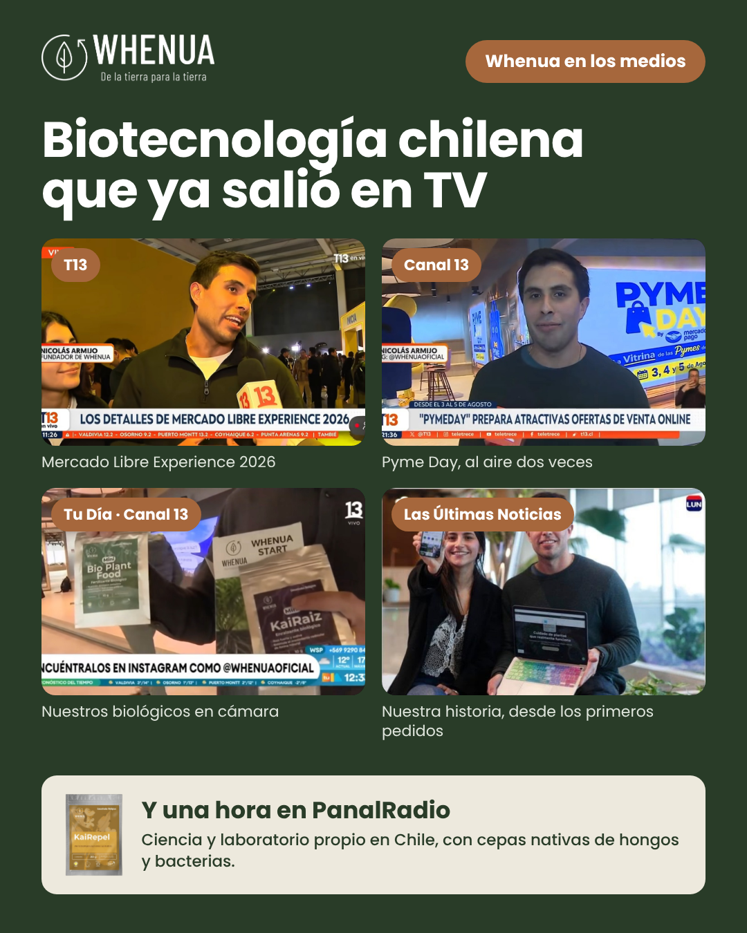Whenua en los medios: T13, Canal 13, Tu Día y Las Últimas Noticias